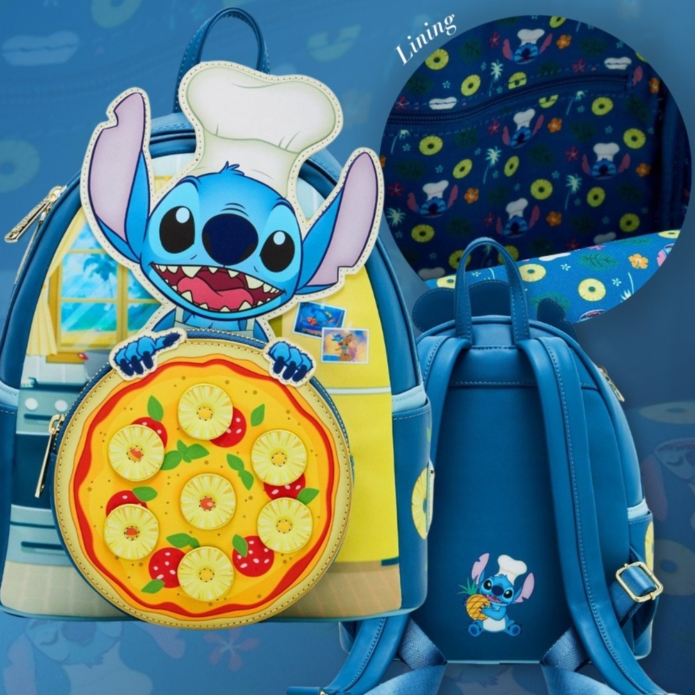 Loungefly Blue Stitch Pizza Backpack